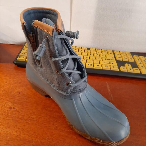 sperry duck boots gray and blue